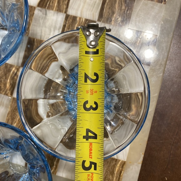 Vintage Blue Glass(s) Ice Cream Desert Bowl Dish Vase 3.5 in tall x 4.75 in wide - Picture 6 of 8